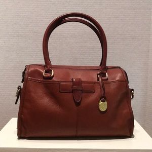 LC Liz Claiborne Brown Cowhide Leather Satchel